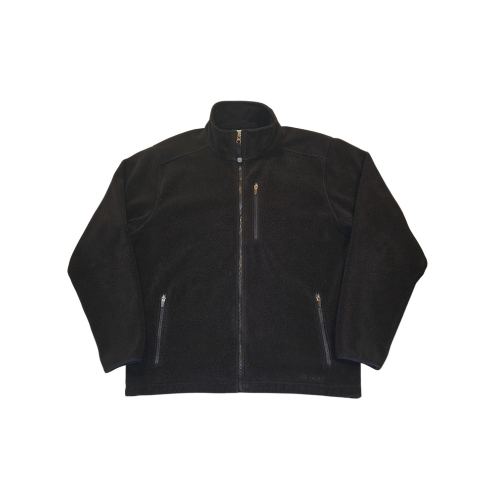 LL Bean Polartec Fleece Jacket Mens Large Full Zip Black Outdoor Classic